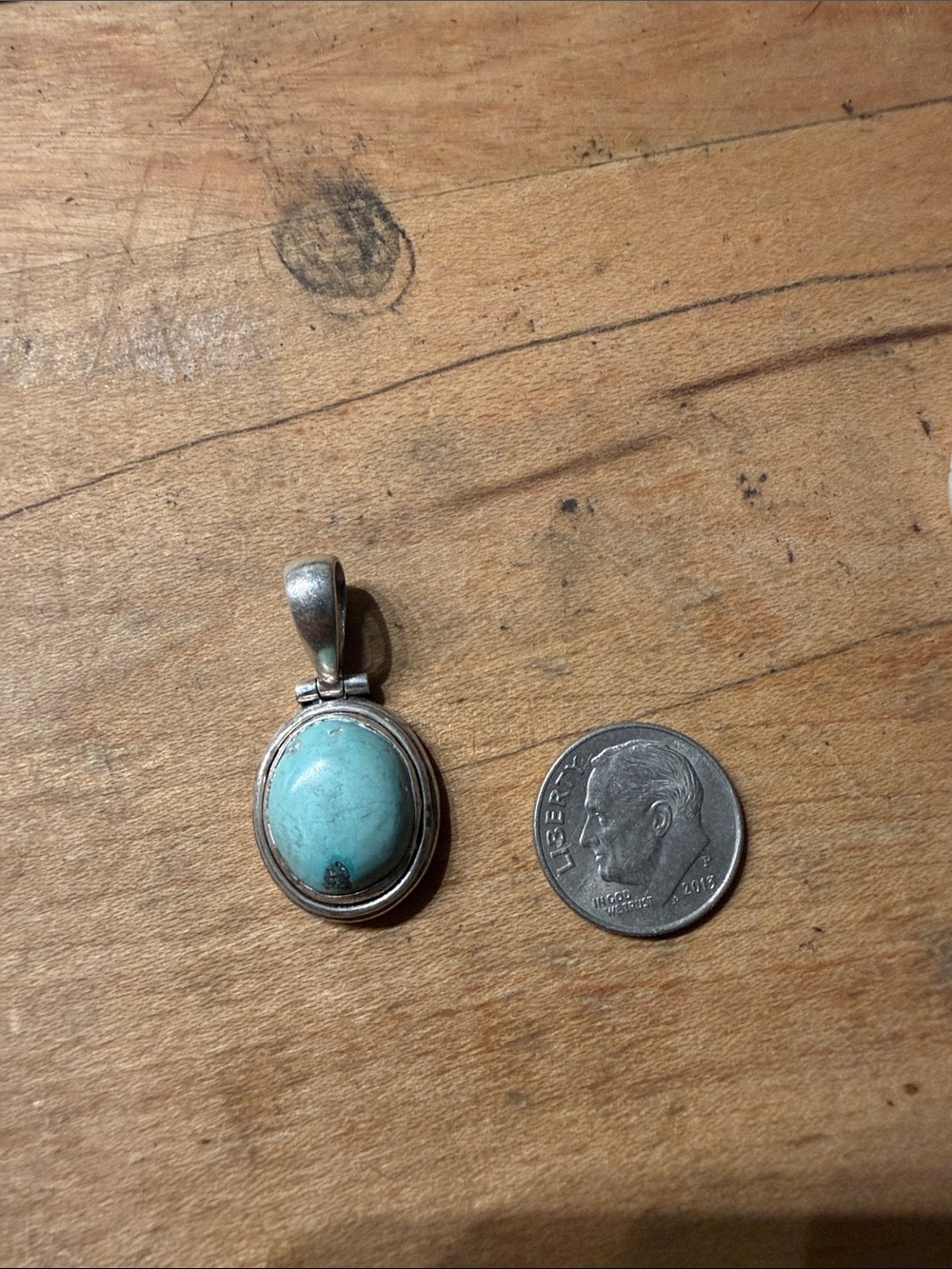Artisan handmade Sterling Silver Turquoise Oval Pendant